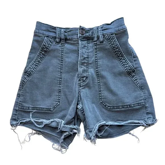 We The Free People Day Camp Cargo Shorts Green Khaki Utility Size 26 Gorpcore - Picture 2 of 6